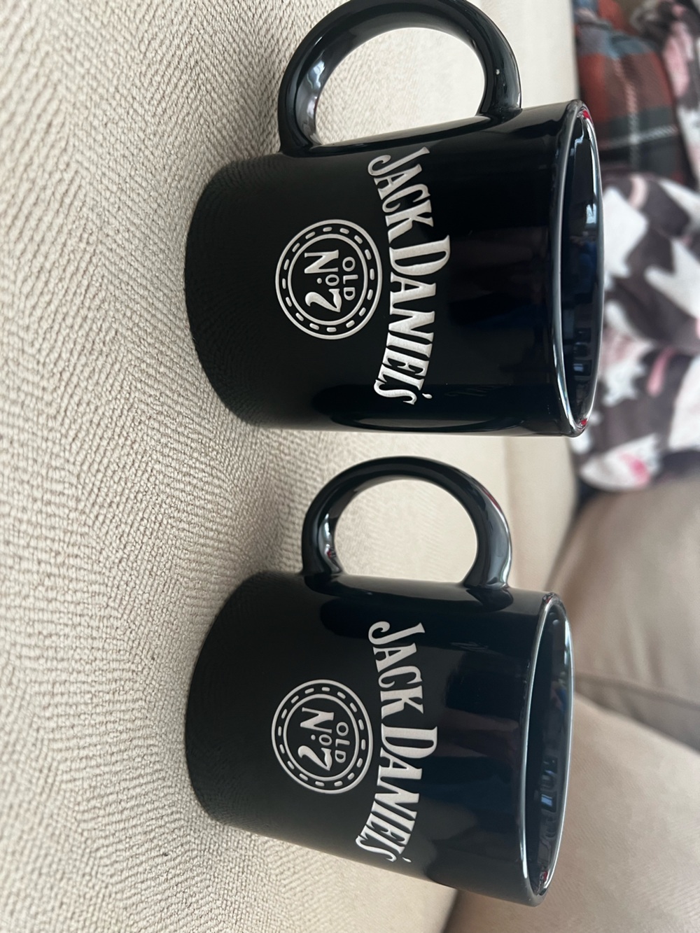 Jack Daniels Black and White Logo Coffee Mugs - Pair